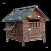 Casa para Perro Exterior Impermeable y a Prueba de Frío Patio Rural Madera Maciza Casa de Perro de Madera con WC Casa de Perro de Madera Transpirable