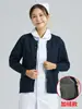Suéter de Enfermera Shitai Cárdigan para Mujer Suéter Grueso de Punto Polar Azul Marino Uniforme de Trabajo para Enfermera Doctor