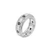 Anillo de Plata de Ley S925 Estilo Hip-Hop Vintage con Incrustaciones de Moissanita y Acentos Negros, Anillo de Lujo y Gama Alta para Hombre en Estilo Europeo y Americano