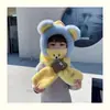 Nuevos Gorros de Invierno para Mujer, Lindos Gorros de Oso para Niños, Gorros de Punto Estilo Coreano, Gorros de Lana Gruesos de Terciopelo Cálidos Venta al por Mayor