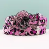 Cinto de Luxo com Estampa de Leopardo e Strass, Cruz Incrustada com Strass, Estilo Hip-Hop Punk, Moderno, Venda Direta do Fabricante