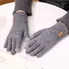 Luvas Touchscreen Masculinas Outono e Inverno Veludo Plus Espessadas Lã Tricotada Prova de Frio e Quentes Luvas para Dirigir e Montar