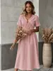 Selección Transfronteriza 2026 de Vestidos Largos de Manga Corta de Color Sólido con un Toque de Lujo para Vacaciones en la Playa, Disponibles para Dropshipping