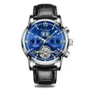 Bodaq Nuevo Reloj Mecánico Totalmente Automático Impermeable Multifuncional para Hombre Esqueleto Luminoso Correa de Acero Inoxidable Calendario
