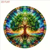 Decoração artística de acrílico para exterior, pingente circular flutuante da Árvore da Vida, ornamento para pendurar em janela interna