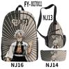 Mochila de Tecido Oxford Estilo Novo Transfronteiriça Personalizada Fashionável com Estampa de Desenho Animado 3D Conjunto de Três Peças