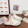 Tenis populares de entrenamiento de cuero para mujer Rosa Otoño 2025 Nuevo Chic Nicho Estilo Coreano Versátil Deportes Zapatos Blancos