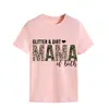 Camiseta de mujer con cuello redondo y letras de estilo europeo y americano de la estación independiente de Amazon, camiseta de manga corta con estampado GLITTER DIRT