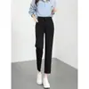 Calça Social Preta para Mulheres, Estilo Fino de Verão, Formal de Trabalho Profissional, Para o Dia a Dia, Tamanhos Grandes, Petite, Cropped, Calça de Alfaiataria Reta Fluida