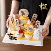 Decoraciones apilables para cupcakes del Festival de Medio Otoño 2026, con flores, una luna llena y un tema feliz de Festival de Medio Otoño, con pequeñas figuras de conejos e inserciones decorativas