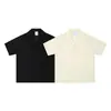 Camisa Casual Simple de Manga Corta Estilo Japonés, Holgada, Transpirable, con Diseño de Espiga de Trigo Color Albaricoque Leche Inspirado en el Verano 2025 para Hombres y Mujeres