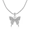 Collar de Mariposa Grande con Brillantes Completamente Incrustado Popular Transfronterizo Europeo y Americano para Mujer, Elegante Set de Pendientes y Collar de Mariposa Incrustados con Diamantes