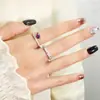 Anillo de gota de perfume de circón morado, Anillo índice de lujo ligero exquisito, Anillo de cadena de circón morado suave vintage, Artículo popular de transmisión en vivo