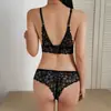 Comércio Exterior Transfronteiriço Conjunto de Lingerie Sexy Sutiã com Costas Abertas de Renda Calcinha Sutiã de Triângulo Feminino Roupa Íntima Feminina