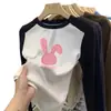 Camiseta de manga larga raglán de felpa para niña, estilo nuevo Otoño/Invierno, ropa interior casual, top infantil lindo con estampado