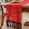 2026 Nuevo Llegada Encaje Americano Crochet Borla Camino de Mesa Lujo Ligero Retro Navidad Mesa de Comedor Mesa de Café En Stock Envío Directo