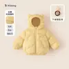 Bangxuan Roupas Infantis Quentes de Inverno Novidades Cor Sólida Jaqueta de Penas para Bebê Menina Roupas com Capuz para Bebê Menina Jaqueta de Penas para Menina
