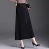 Saia evasê moderna, simples e casual para mulheres, novidade outono e inverno 2026, cintura alta, elegante, modeladora, cor sólida, comprimento médio