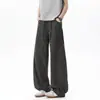 Elegantes pantalones de hombre estilo americano con corte oblicuo, pierna recta, corte holgado casual, pantalones largos impermeables ligeros para primavera/verano, nuevo estilo ins