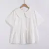 Estilo Nuevo Verano 2026 Cuadros Artísticos Solapa Camisa Muñeca Jersey para Mujer Blusa Top Manga Corta