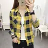 Camisa a cuadros para mujer, de manga larga, nueva, estilo coreano, retro, estilo Hong Kong, camisa básica, talla grande, primavera y otoño, informal, de una sola prenda, abrigo superior