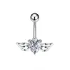 Comercio electrónico transfronterizo europeo y americano más vendido Alas de ángel piercing de ombligo corazón con alas de circón aro de ombligo joyería piercing Amazon