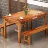 Mesa y silla de restaurante combinación madera maciza mesa y silla de comida rápida puesto de snacks barbacoa puesto de fideos mesa y silla puesto de comida restaurante de desayunos mesa carbonizada