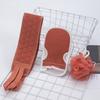 Toalla de baño grande de tres piezas, resistente al barro, combinación gris, traje de baño con bola de baño en la parte posterior, toalla de baño de tira larga, toalla de baño