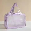 Bolsa de Higiene Pessoal Portátil Transparente Fosca à Prova d'Água Espessa de Grande Capacidade Estilo Coreano Saco de Maquiagem à Prova de Poeira