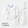 Conjunto de Roupa de Casa de Verão para Crianças com Manga Três Quartos, Roupa de Algodão Puro para Ar Condicionado para Crianças Pequenas, Pijama de Bebê, Suporta Dropshipping
