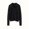Tricô de Cashmere Torcido Listrado com Gola para Mulheres 2025 Outono e Inverno Novo Top de Tricô Base Emagrecedor