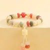 Pulseira de Raiz de Bodhi Duobao Natural com Contas de Ábaco Bodhi com Gato da Sorte de Carvão Pulseira Feminina Fornecimento ao Vivo Atacado