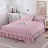 Saia de Cama Escovada Colcha Peça Única Lavada Cama de 1,8m Capa Protetora Amiga da Pele para Dormir Nu Moda Saia de Renda Cama Lençóis de Cama