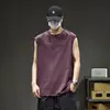 Camiseta sin mangas de alta gama con estampado de letras para hombre, nueva tendencia de verano 2026 marca estilo japonés, camiseta deportiva fresca y holgada
