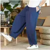 Calças compridas de linho fino estilo chinês primavera e verão masculinas plus size calças largas de algodão e linho calças casuais harlan