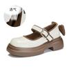 Zapatos Mary Jane con Lazo para Mujer 2026 Primavera Nuevo Estilo Tacón Grueso Boca Baja Zapatos Individuales Estilo Chanel Zapatos de Hebilla de Punta Redonda para Mujer