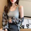 Camisola color caramelo para mujer, prenda exterior de verano 2024, estilo coreano, top ajustado sin mangas, camisa pequeña estilosa
