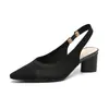 Bt663 Zapatos de Princesa Huecos Sandalias Tejidas Baotou con Tira Trasera Hueca Punta Fina Boca Baja Hueco Lateral Sandalias de Tacón Grueso Diarias