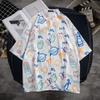 Camisa Estampada de Manga Corta Estilo Hong Kong para Hombre, Retro Estilo Hong Kong Holgada Casual Verano Diseño de Ropa Exterior de Nicho Camisa de Nicho