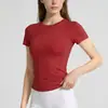 Ropa de Yoga Secado Rápido Sensación de Piel Desnuda Manga Corta para Mujer Ajustada Ropa de Pilates Yoga Verano Fina Deporte Fitness Top de Yoga