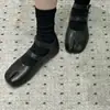 Zapatos de piel de oveja estilo francés con punta dividida tipo pezuña de cerdo para mujer, zapatos planos de ballet de tira doble poco profundos, zapatos Mary Jane para ir al trabajo