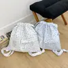 Mochila con Cordón de Gran Capacidad 2025 Nuevo Estilo Coreano Ins con Lunares Bolsa Transparente para Dolor Mochila Versátil Linda para Mujeres