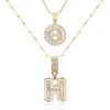 Amazon Transfronterizo Popular Collar con Colgante de Zircón Redondo Letra Inicial 26 Cadena de Clavícula en Capas Joyería Versátil de Moda