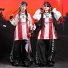 Ropa de Street Dance para Niños Ropa Hip Hop de Moda para Niños Rayas Rojas y Blancas 03 Conjunto de Ropa de Baile Traje de Presentación para Niñas Niños