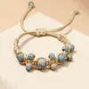 Pulsera de Cerámica de Jingdezhen Pulsera Tejida Pulsera de Cuentas de Porcelana Nueva Pulsera Estilo Chino para Mujer Estilo Étnico Joyería Literaria para Estudiantes