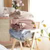 Manta toalha macia de algodão puro com textura waffle e renda estilo coreano, colcha fresca de verão para camas de solteiro ou casal, manta de dormir de algodão para o verão