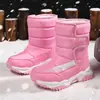 Nuevas Botas de Nieve de Otoño para Niños, Botas de Invierno de Caña Media, Zapatos de Algodón con Terciopelo para Niñas, Botas Altas con Velcro para Niños y Niñas