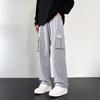 Overol nuevo de verano para hombre con múltiples bolsillos, estilo coreano juvenil, color liso, cordones simples, pantalones rectos