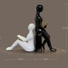 Decoração de Casa Minimalista Moderna em Preto e Branco Figura Cerâmica Suportes de Livro Ornamentos Estudo Estante Decoração Suporte de Livro Estátua