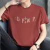 Camiseta de Algodão Puro Americana Masculina de Manga Curta Tendência Estampada com Letras Algodão Camiseta Gola Redonda Top Branco Verão Meia-Manga